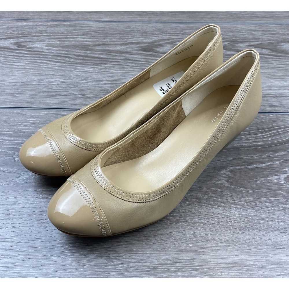 Cole Haan Women's Elsie Cap Toe Soft Leather Wedge Shoes Beige Size 9 B - Picture 3 of 8